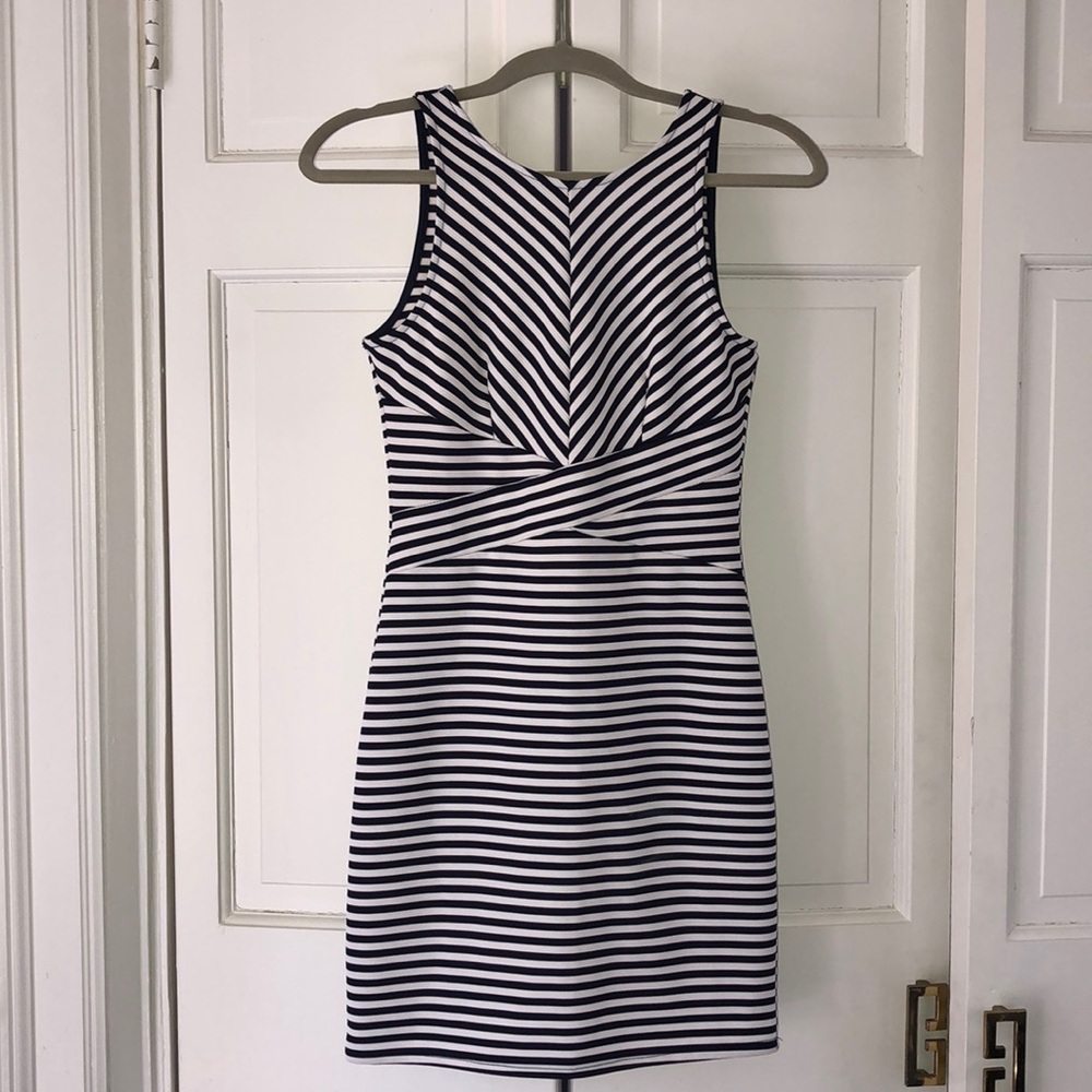 NWT Aqua Navy and White Striped Tank Dress Size S